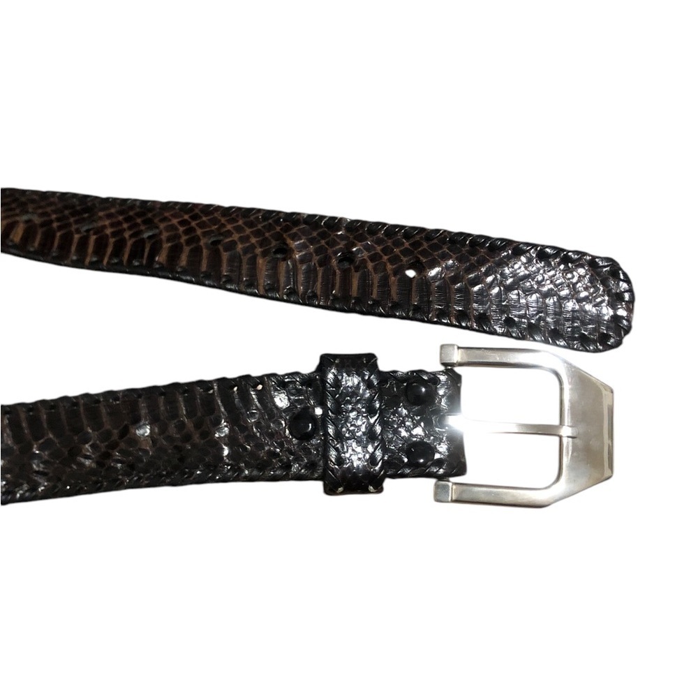 Men's Genuine snakeskin on cowhide Lined Belt. - Picture 3 of 5